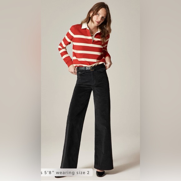 J.Crew Tall Wide-leg trouser in washed velvet in black